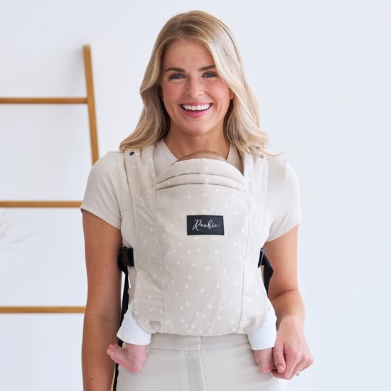 ROOKIE Baby Premium Elite draagzak - Design buikdrager en rugdrager - Comfortabel en ergonomisch baby spullen - Babydrager vanaf Geboorte - Ook voor Peuter - Biologisch katoen (Speckle) van Merkloos