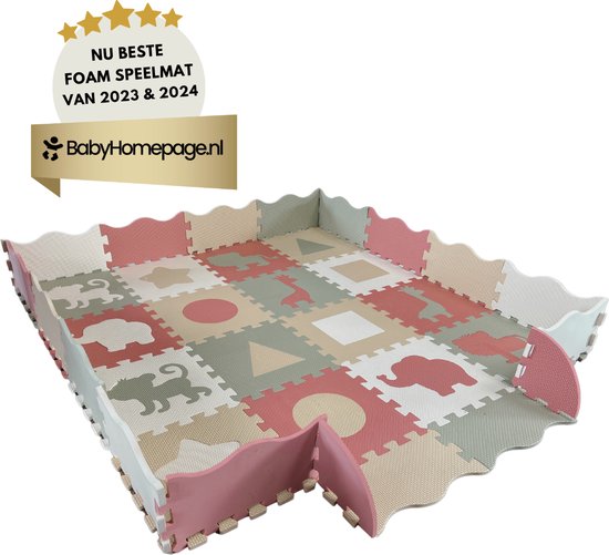 Roolsy Speelmat - Babygym - Puzzelmat - Speelmat Baby en Peuters - Foam Speelkleed met Opstaande Rand - Vloerpuzzel - Inclusief Opbergtas van Roolsy