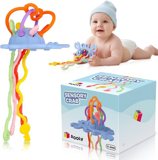 Rooly Bijtketting - Baby Speelgoed - Speelgoed 0 t/m 1 Jaar - Montessori Speelgoed - Bijtring - Sensorisch Speelgoed - Educatief Speelgoed - BPA Vrij van Rooly