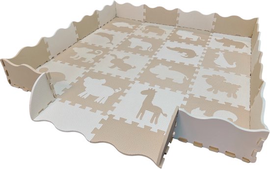 Roosly Speelmat - Babygym - Puzzelmat - HONEY - Speelmat Baby en Peuters - Foam Speelkleed met Opstaande Rand - Vloerpuzzel - Inclusief Opbergtas van Merkloos
