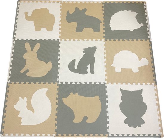 Roosly Speelmat XL 180x180cm - Babygym - Puzzelmat - Speelmat Baby en Peuters - Foam Speelkleed met Opstaande Rand - Vloerpuzzel - Inclusief Opbergtas van Roosly