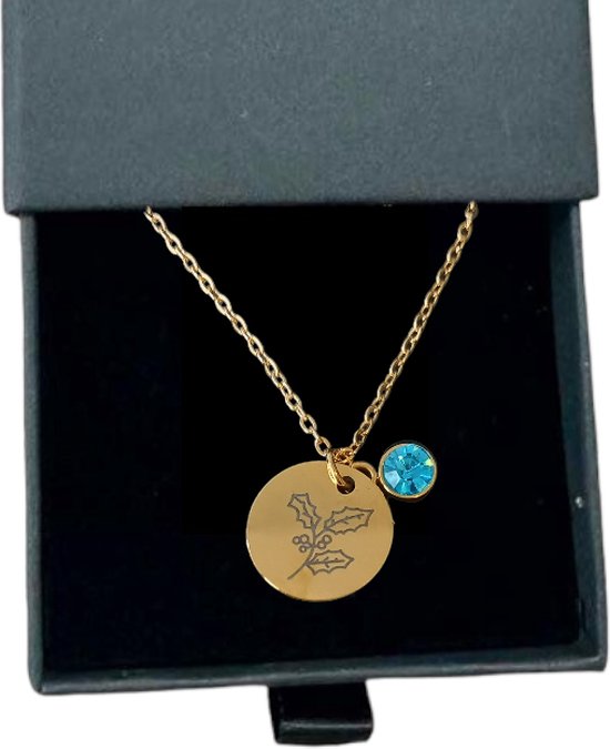 Rosey’s® - Geboortesteenketting december - Geboortesteenketting - Geboortesteen - met doosje - Birth stone - birth flower - - Gepersonaliseerde ketting - Babyshower - kraamcadeau - moederdag cadeau - geboortesteen ketting december van Rosey´s