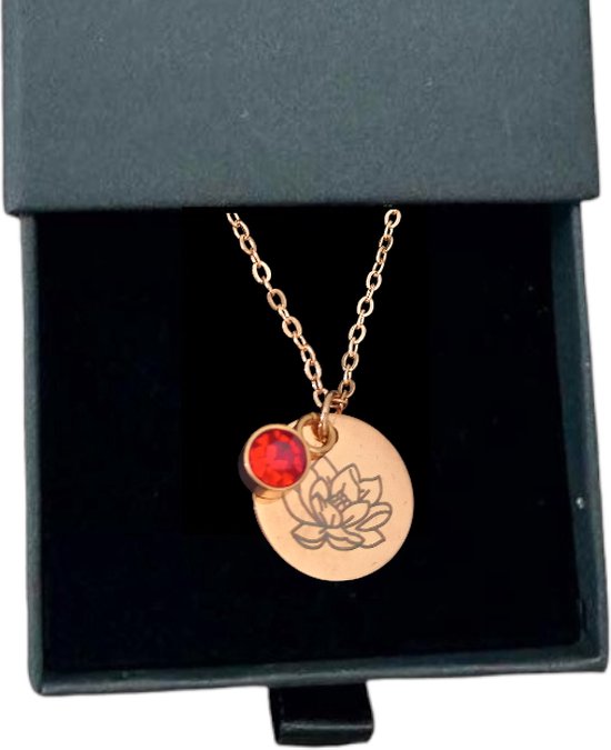 Rosey’s® - Geboortesteenketting juli - Geboortesteenketting - geboortesteen juli - Ketting rose gold - Geboortesteen - met doosje - Birth stone - Gepersonaliseerde ketting - Babyshower - Kraamcadeau - Moederdag - Geboortesteen ketting Juli van Merkloos