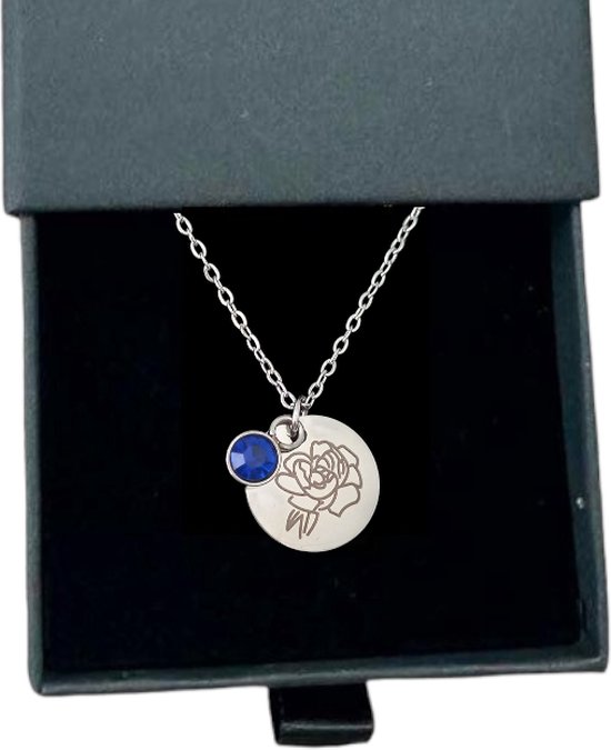 Rosey’s® - Geboortesteenketting september - Geboortesteen - Geboortesteen september - Geboortesteenketting - zilver - Geboortesteen - Birth stone - Sint cadeau vrouw - Kerstcadeau vrouw - Babyshower - Kraamcadeau - Geboortesteen ketting September van Merkloos