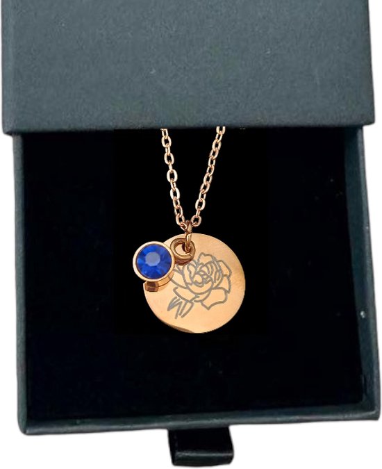 Rosey’s® - Geboortesteenketting september - Geboortesteenketting - geboortesteen september - rose gold - geboortesteen - birth stone - Sint cadeau vrouw - Kerstcadeau vrouw - babyshower - kraamcadeau - moederdag – geboortesteen ketting September van Rosey´s