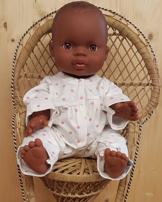 Rotan rieten pauwenstoel retro voor pop 34cm van MiniHome.