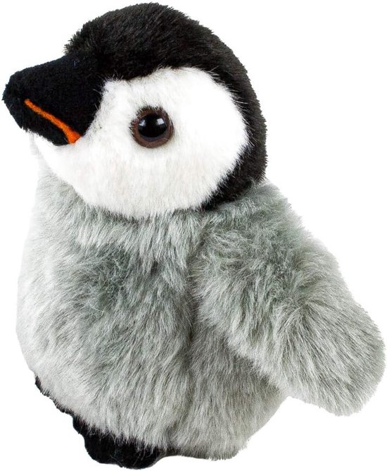 Rothenburg Knuffeldier pinguïn baby staand 12 cm grijs/zwart/wit pluche pinguïn