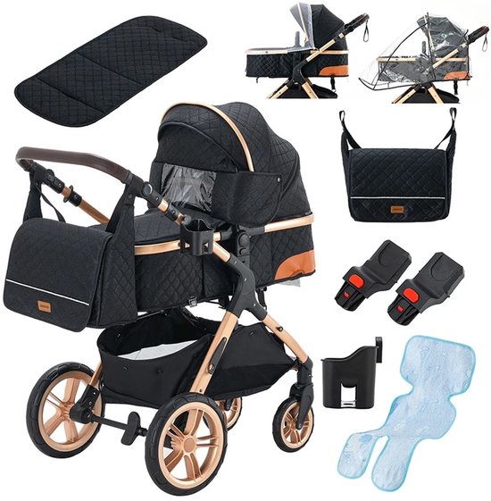 RoyaLuxe - Kinderwagen - Zwart - Buggy - Kinderwagen 3 In 1 - Kinderwagens & Buggy's - Kinderwagens - Baby - Buggy's - Plooibuggy - Buggy Inklapbaar - Kinderwagens - Kind - Kinderen - Baby - Baby's van RoyaLuxe