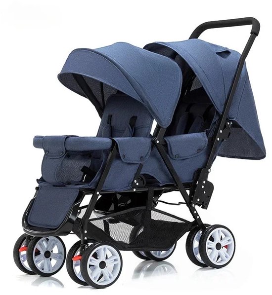 RoyaLuxe - Tweelingwagen - Buggy - Buggy's - Buggy Inklapbaar - Buggy Tweeling - Blauw - Lichtgewicht - Kinderen - Kind - Baby - Baby's - Tweeling Buggy - Opvouwbar - Meerdere Standen van Merkloos