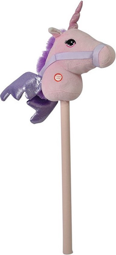 Roze eenhoorn stokpaardje met geluid 68 cm voor kinderen - Pegasus unicorns - Stokpaarden met hoorns - Paarden/pony liefhebbers - Actief buitenspeelgoed voor jongens/meisjes/kinderen van Pegasus unicorns