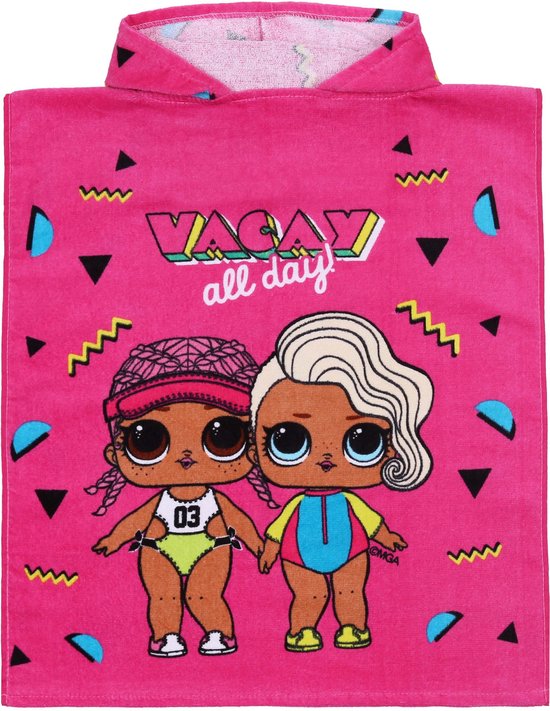 Roze handdoek, poncho met capuchon 50x115 - LOL Surprise van L.O.L. Surprise