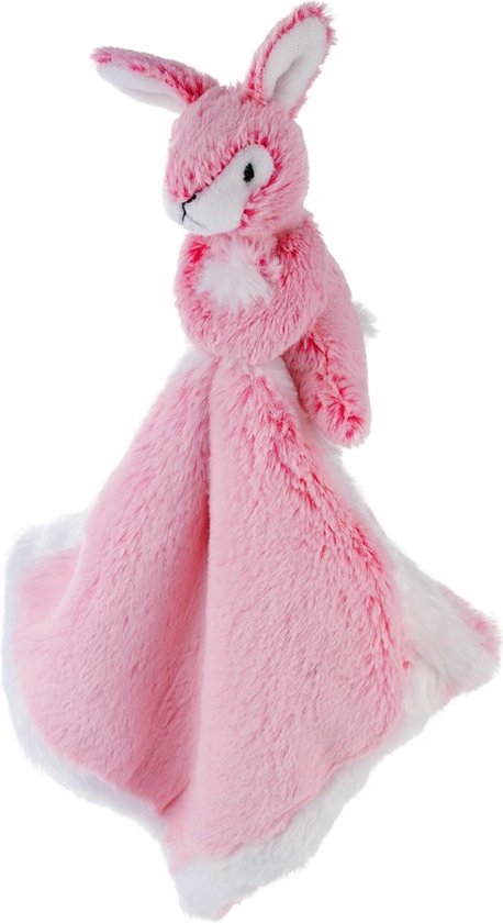 Roze konijn/haas tuttel/knuffeldoekje 25 cm - Konijnen/hazen bosdieren knuffels - Baby geboorte kraamcadeaus van Funnies.