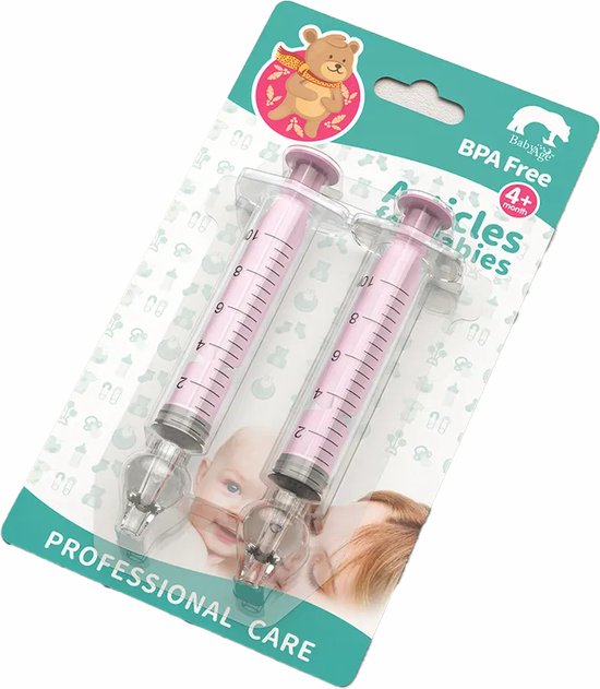 Roze Neusreiniger Baby - Neuszuiger - Snotzuiger Baby verzorging - Neuspompje Baby - Neuspeer - Toetenvegers - Snoetenpoetsers