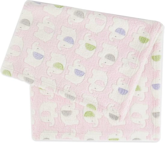 Roze Olifanten Knuffeldeken voor Kinderen - Fleece Babydeken voor Comfort en Warmte van Merkloos