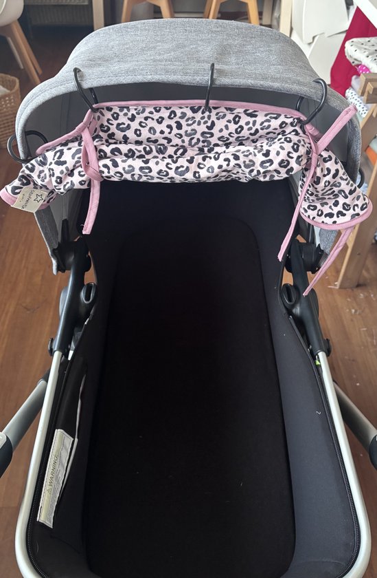 Roze Panterprint Zonnedoek voor op je kinderwagen