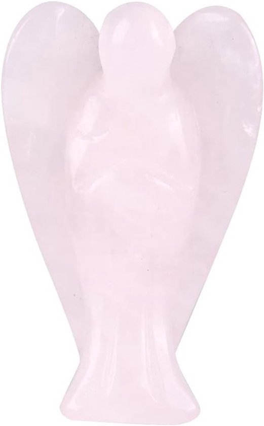Rozenkwarts Engel Standbeeld - Kristallen Beeldje voor Bescherming, Meditatie en Thuisdecoratie van Merkloos