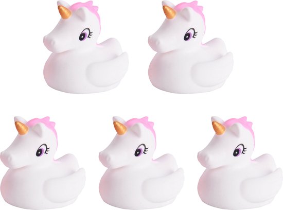 Rubber badeendjes eenhoorns - 10x stuks - wit - badkamer fun - 5.5 cm - speelgoed eendjes van OTIUM