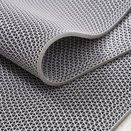 Rubberen Mat - Vloerkleed Antislip - Veiligheid Binnen - Waterdicht PVC - 60x60 cm - Grijs