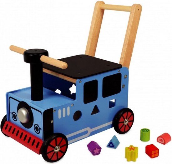 Rubberhouten Loopduwwagen Trein van New Classic Toys