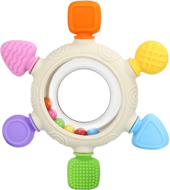 RubyC Bijtring Baby Bijtspeelgoed met Rammelaar - Siliconen Bijtspeeltje met Belletjes - Tandjes Kalmeren van Tandvlees - Kraamcadeau - Educatief Speelgoed - Cadeau - Kerst - Teether van RubyC