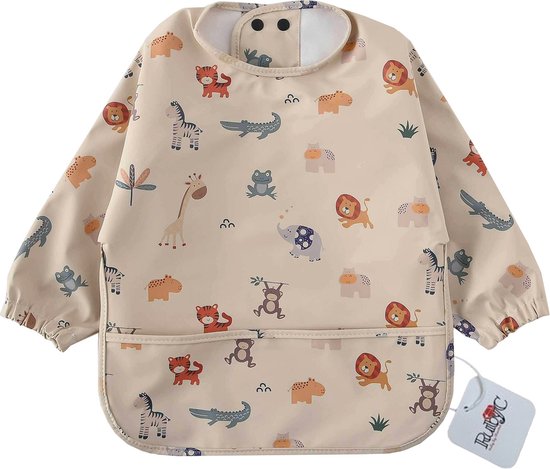 RubyC Slab met Mouwen (12 tot 36 maanden) Dieren Diertjes - Waterproof Slabbetje - Baby - Peuter - Dierentuin - Schort van RubyC