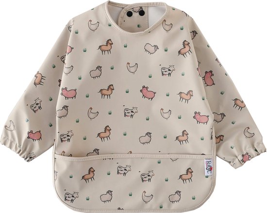 RubyC Slab met Mouwen (3 tot 5 jaar) Kinderboerderij Dieren - Waterproof Slabbetje - Peuter - Kleuter - Kind - Kids - Cadeau - Sinterklaas - Schort - Schoencadeau van Ruby
