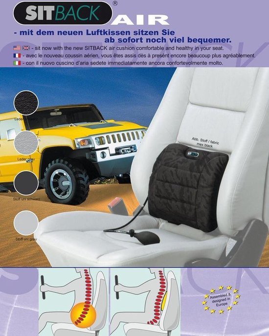 Rugkussen/steun oppompbaar stof/zwart van Wander Wonder