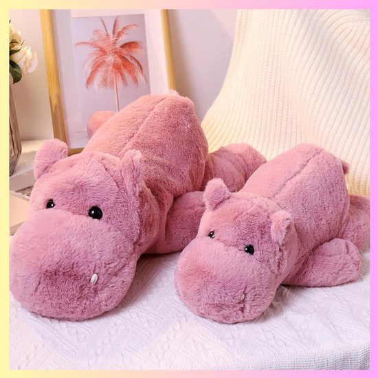 RWB® Verzwaaringsknuffel - Verzwaarde Knuffel - Spanningskuffel - 2 kg - Nijlpaard-Roze-60 cm x 21 cm x16 cm
