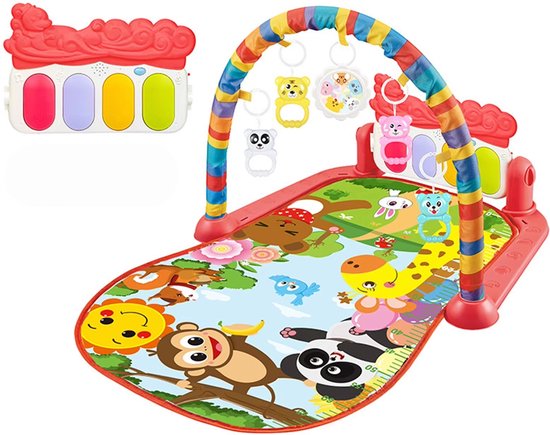 RyC Stock baby piano gym - rood | Baby Gym Play Mat | Baby Speelmat Piano Gym | Play Piano Gym with Tummy Time Activity Mat | Musical Activity Center for Infants Toddlers van RyC Stock