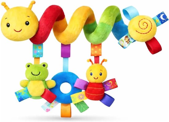 Ryoudavell - Spiraal Speelgoed - Sensorische Baby Activity Mobile voor Kinderwagen, Box en Autostoel - Educatief Babyspeelgoed 0 tot 6 Maanden met Rammelaar - Fel Gekleurd