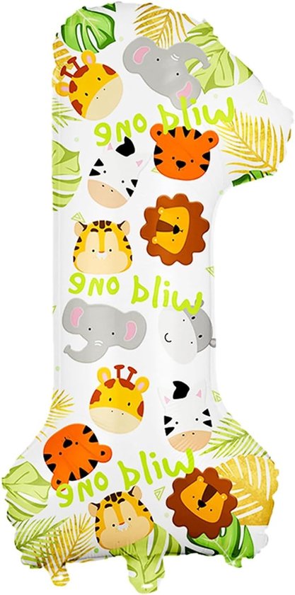 Safari Jungle Dieren Thema Ballonnen Set voor Eerste Verjaardag, Folie Ballonnen met Leeuw, Giraffe en Olifant voor Kinderfeestje en Feestdecoratie van Merkloos