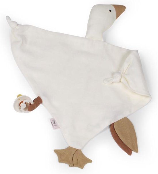 Saga Copenhagen - Knuffeldoekje Bliki - Fopspeendoekje - Cream Wit - 44x46cm - Organisch Katoen van Saga Copenhagen