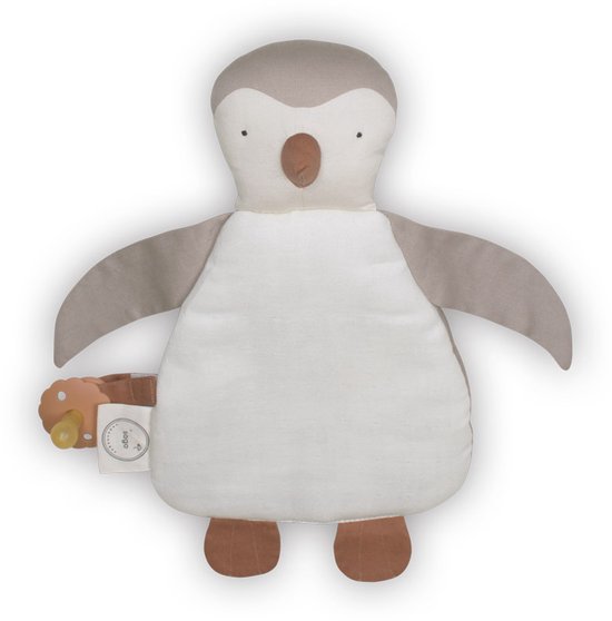 Saga Copenhagen - Knuffeldoekje Penny Pinguïn - Fopspeendoekje - Dove - 21x36cm - Organisch Katoen van Merkloos