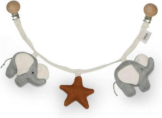 Saga Copenhagen - Wagenspanner Kinderwagen - Pram Chain - Olifant - Pokka - 45x7cm van SAGA