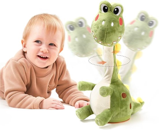 Sander Shop Dinosaurussen Pluche Interactief Babyspeelgoed,Vergelijkbaar met Dansen Cactus met Pratende Herhalende Opname Spreken,Zingen Dansen Dinosaurussen Speelgoed Cadeaus voor Kinderen van Merkloos