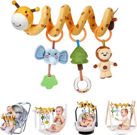 Sander Shop Giraffe Spiraal Kinderwagen Speelgoed Voor Baby, Zuigeling Autostoel en Opknoping Speelgoed, Pasgeboren Pluche Rammelaar Sensorisch Cadeau Voor Jongens Meisjes van Merkloos
