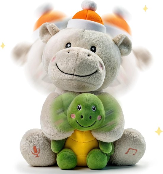 Sander Shop Interactieve Knuffels, Nijlpaard en Schildpad die Zingt en Praat Knuffeldier, Animatie Pluche Dier Speelgoed, Cadeau voor Baby's en Kinderen van Merkloos