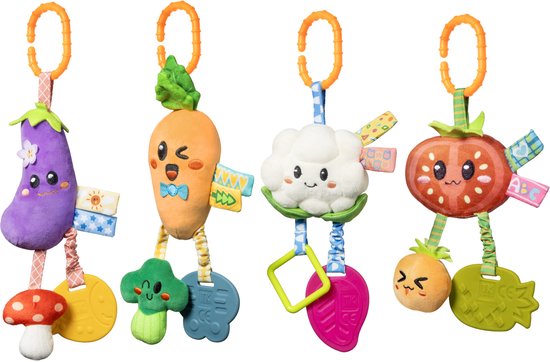 Sander Shop Kids Set van 4 hangende rammelaars voor kinderen, speelgoed voor pasgeborenen vanaf 0, 3, 6, 9, 12 maanden, kinderwagenspellen, cadeau voor jongens en meisjes van Merkloos