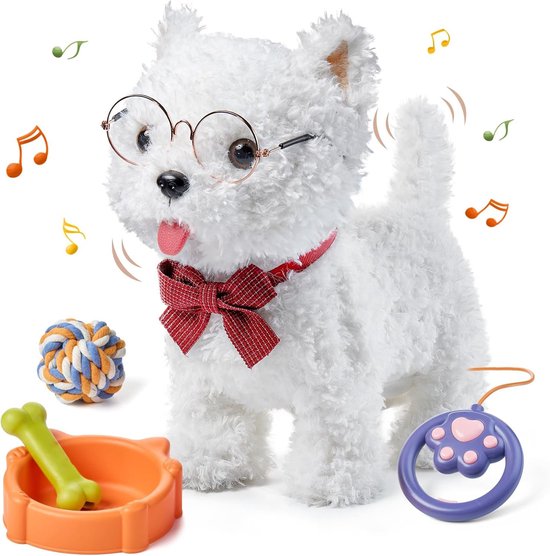 Sander Shop Wandelend hondenspeelgoed voor kinderen, Elektronische Pluche Puppy Speelgoed Interactief Huisdieren Speelgoed voor Peuter 3 4 5 6+ Jaar Meisjes Jongens Gift Wandelingen/Blaffen/Shake Tail/Talk