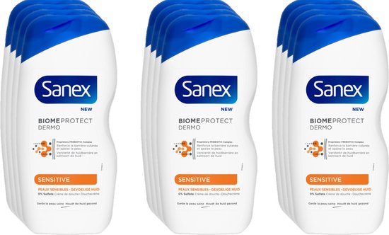 Sanex Douchegel Dermo Sensitive 500 ml - Voordeelverpakking 12 stuks van Sanex.