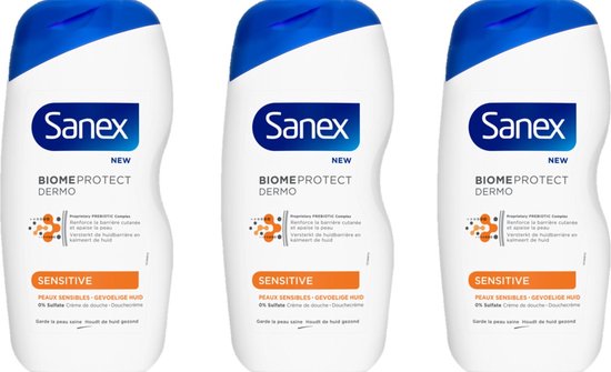 Sanex Douchegel Dermo Sensitive 500 ml - Voordeelverpakking 3 stuks van Sanex.