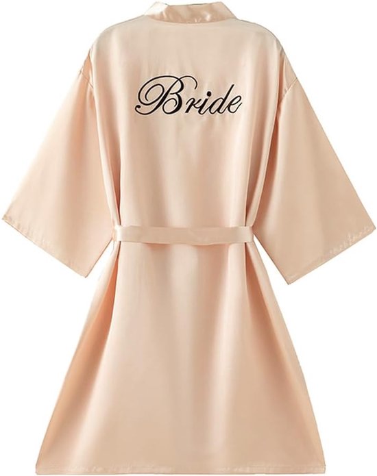 Satijnen ochtendjas voor dames, V-hals, ochtendjas, zijden bruidspyjama voor bruiloft, feest, elegante satijnen bruidsmantel