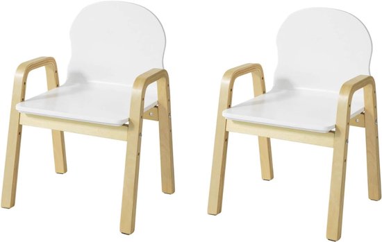 SAVI® Peuterstoel - Kinderstoel - Peuter Stoel - Set van 2 - Wit - 40cm x 32cm x 53cm