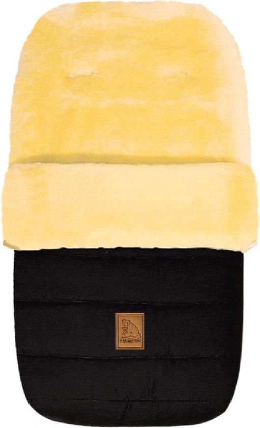 Schapenvacht Voetenzak - Deluxe (Zwart) 100% Echte Schapenwol - Veilig & Warm voor je Baby (Medicinale, Merino Schapenvacht) - Kinderwagen en Buggy van Woolmaxx