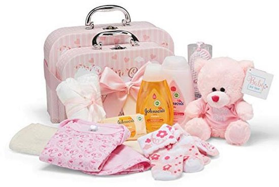 Schattige Cadeauset voor Pasgeboren Meisjes - 2 Roze Dozen met Teddybeer en Verjaardagscadeaus
