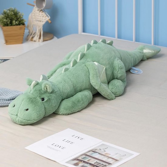 Schattige Pluche Draak 70 cm voor Kinderen - Roze, Wit, Groen en Blauw van Merkloos