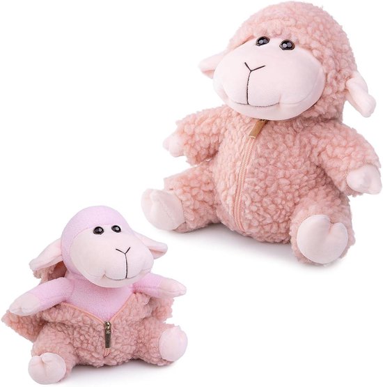 Schattige schapenpop - Pluche knuffel - Cadeau geven - Realistisch uiterlijk - 16 cm - Roze