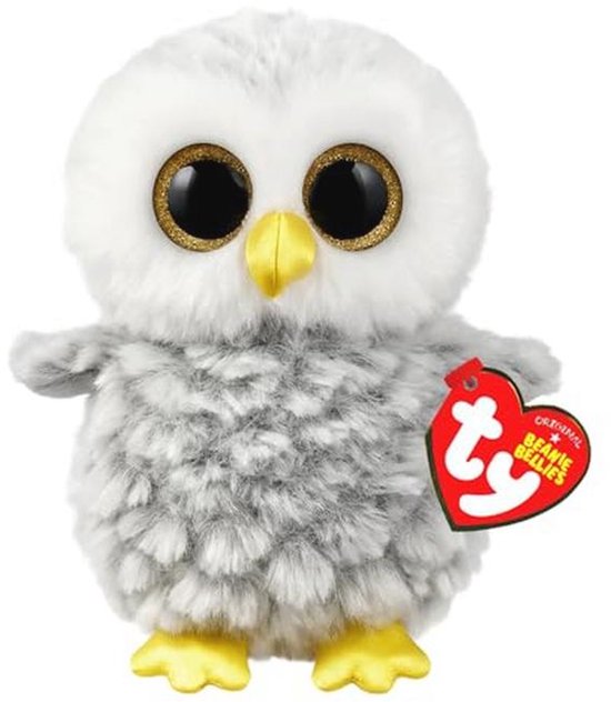 Schattige Witte Uil Beanie Boo 15 cm van Merkloos