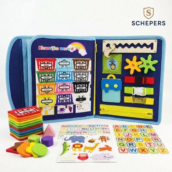 Schepers® Busy Board – Montessori Activiteitenboek – Nederlands – Educatief & Motoriek Speelgoed – Rugzak – 8 Pagina’s – 3 t/m 6 Jaar – Roze van Schepers