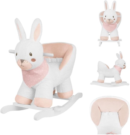 Schommeldier Haas - Hobbeldier Konijn - Baby Peuter Spel - Hoge Rugleuning - 68x33x55 cm - Roze van Merkloos